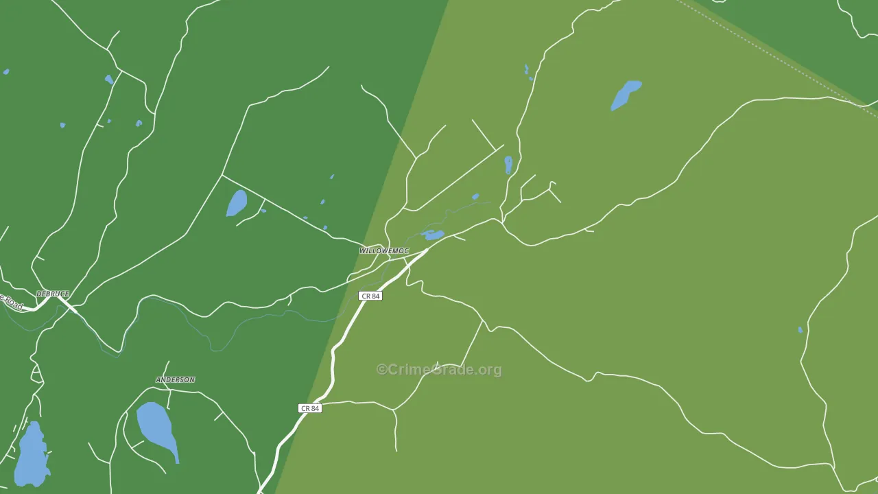 Willowemoc, NY Map of Vandalism Rates
