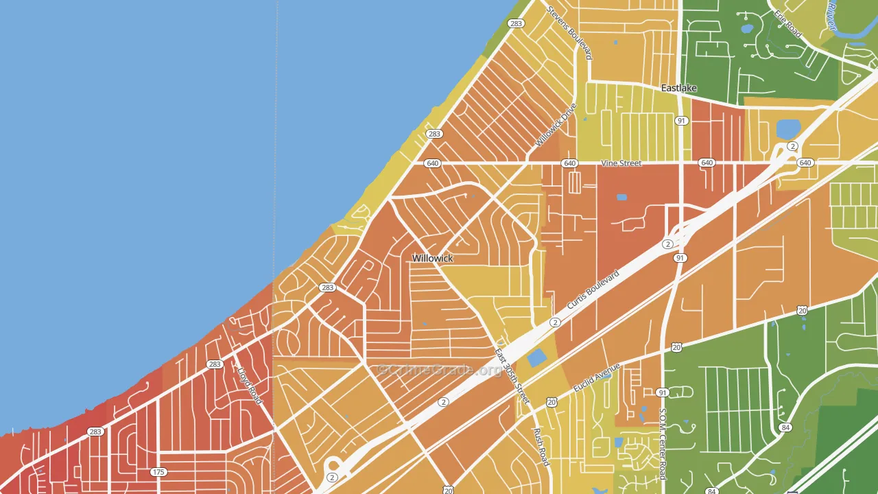 Willowick, OH Map of Vandalism Rates