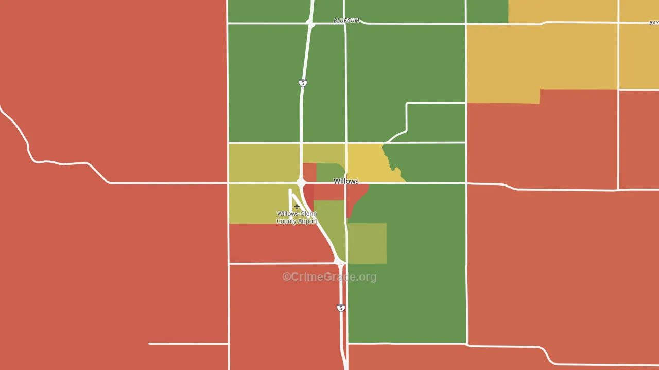 Willows, CA Map of Vandalism Rates