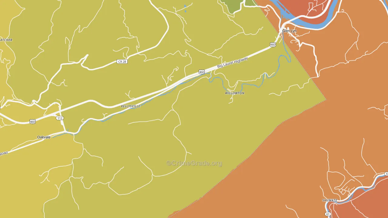 Willowton, WV Map of Vandalism Rates