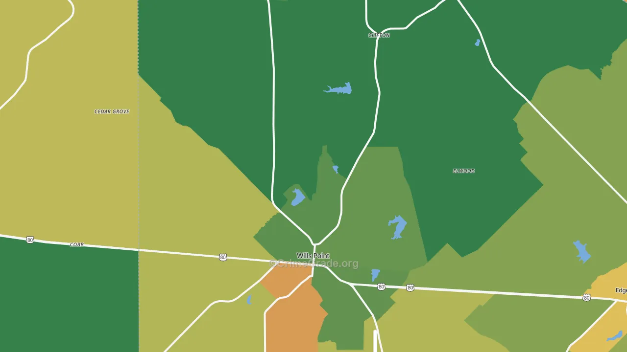 Wills Point, TX Map of Vandalism Rates