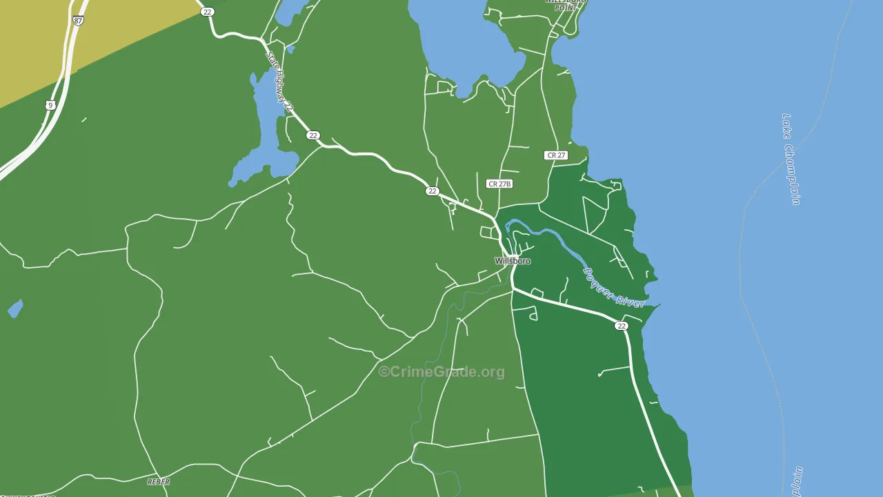Willsboro, NY Map of Vandalism Rates