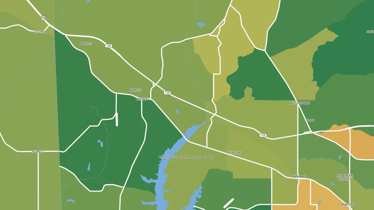 Wilmer, AL Map of Vandalism Rates