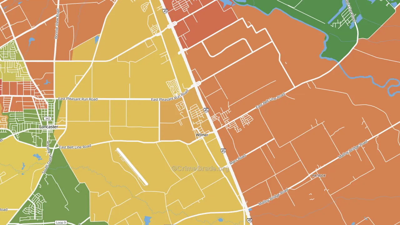 Wilmer, TX Map of Vandalism Rates