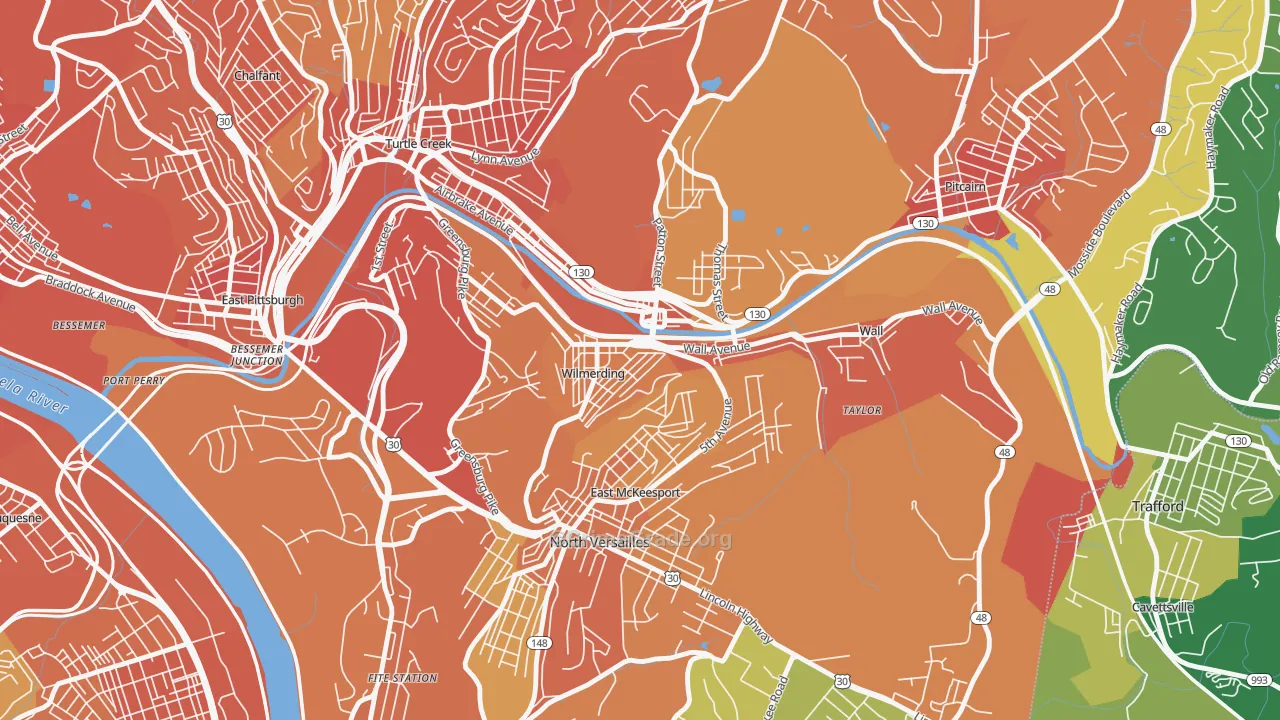 Wilmerding, PA Map of Vandalism Rates