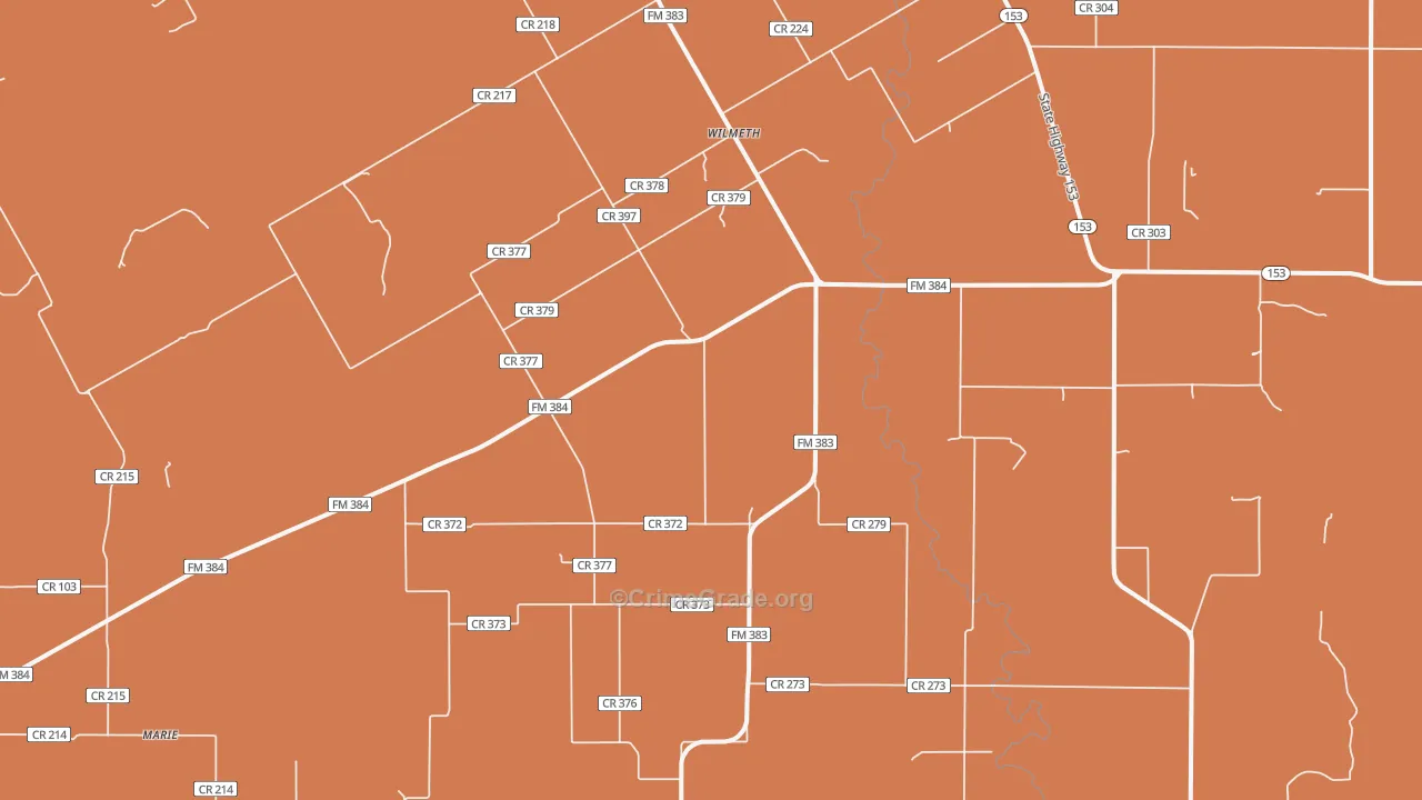 Wilmeth, TX Map of Vandalism Rates