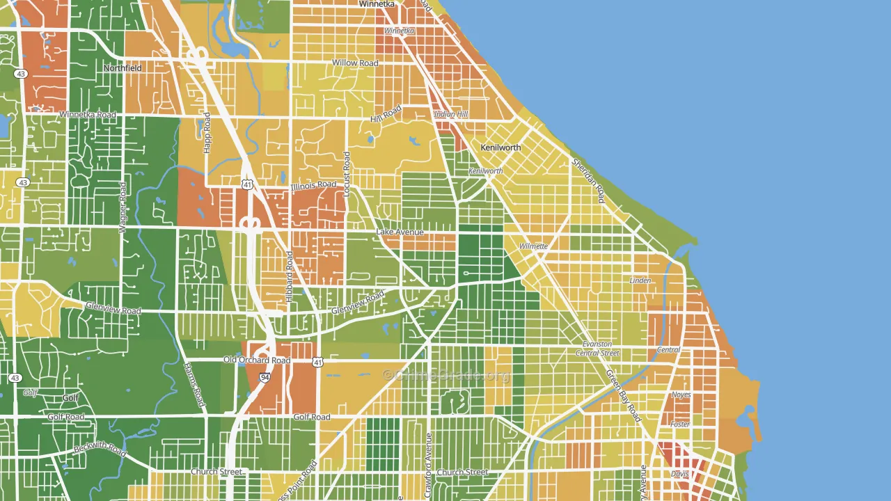 Wilmette, IL Map of Vandalism Rates