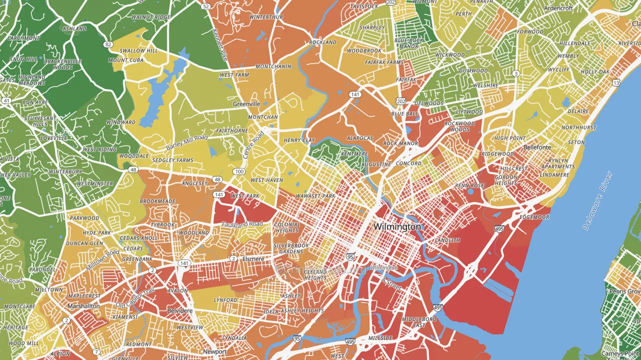 Wilmington, DE Map of Vandalism Rates