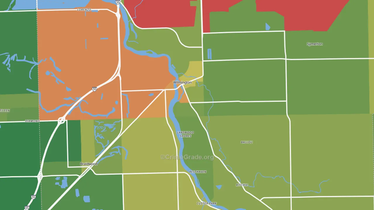 Wilmington, IL Map of Vandalism Rates