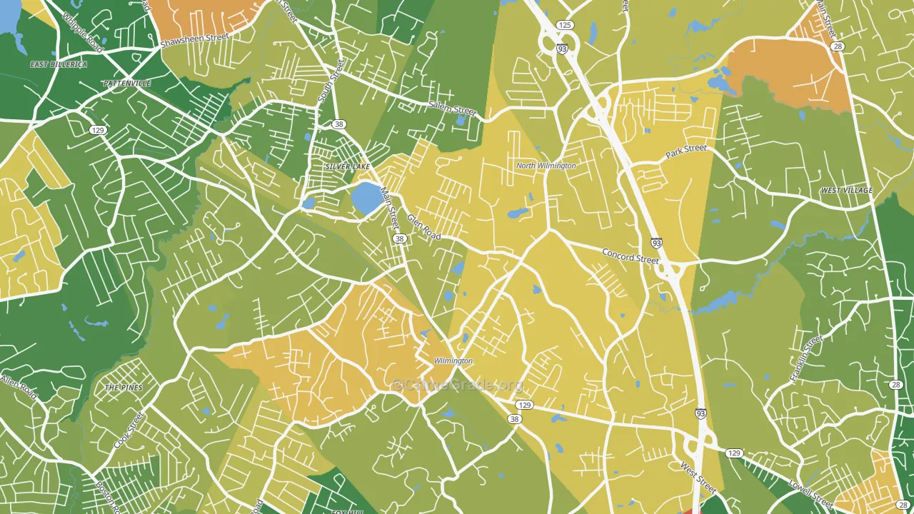 Wilmington, MA Map of Vandalism Rates
