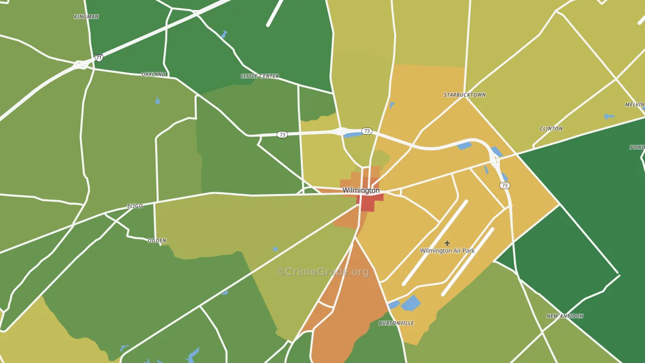 Wilmington, OH Map of Vandalism Rates