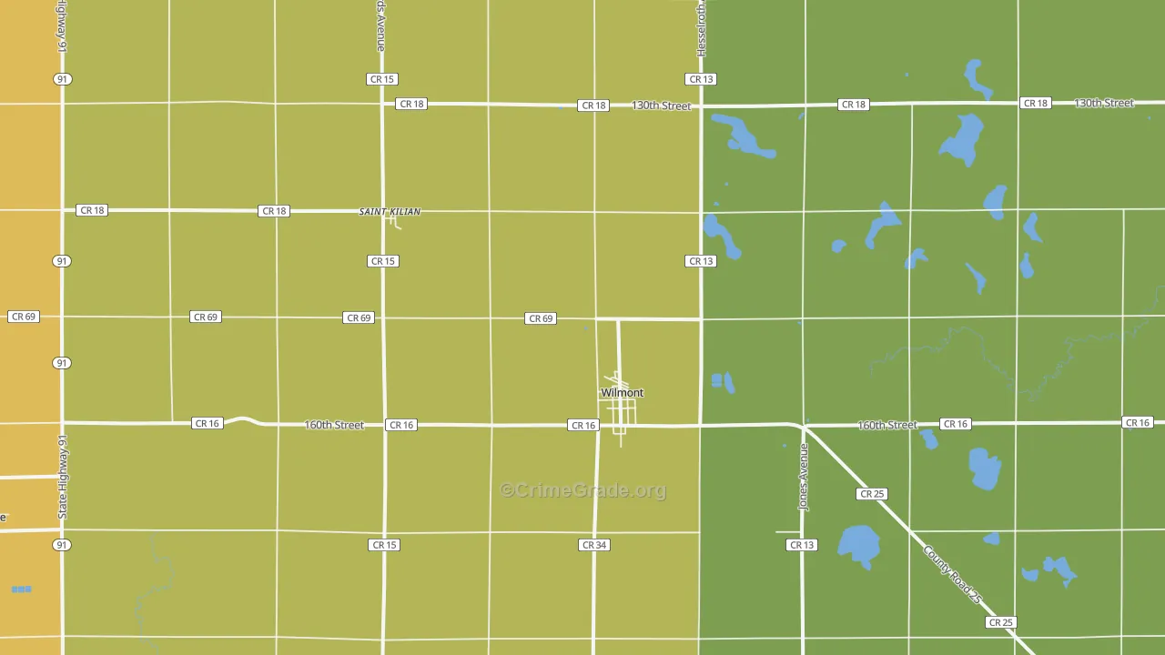 Wilmont, MN Map of Vandalism Rates