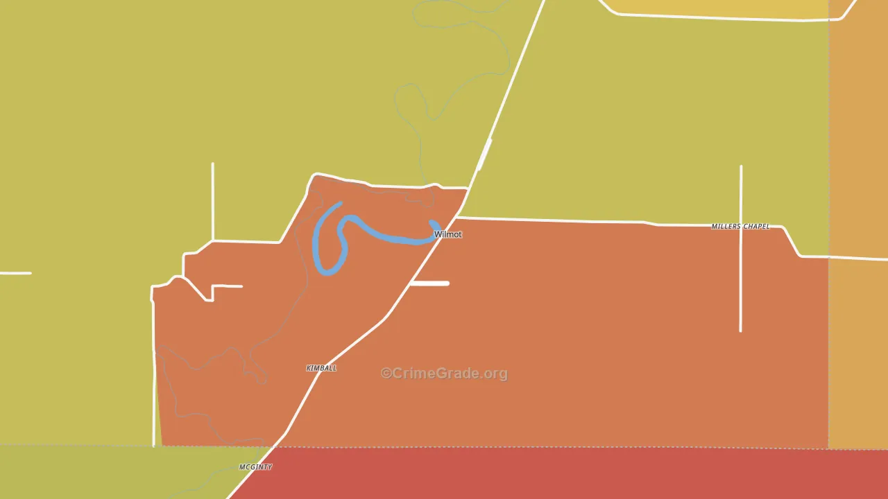Wilmot, AR Map of Vandalism Rates