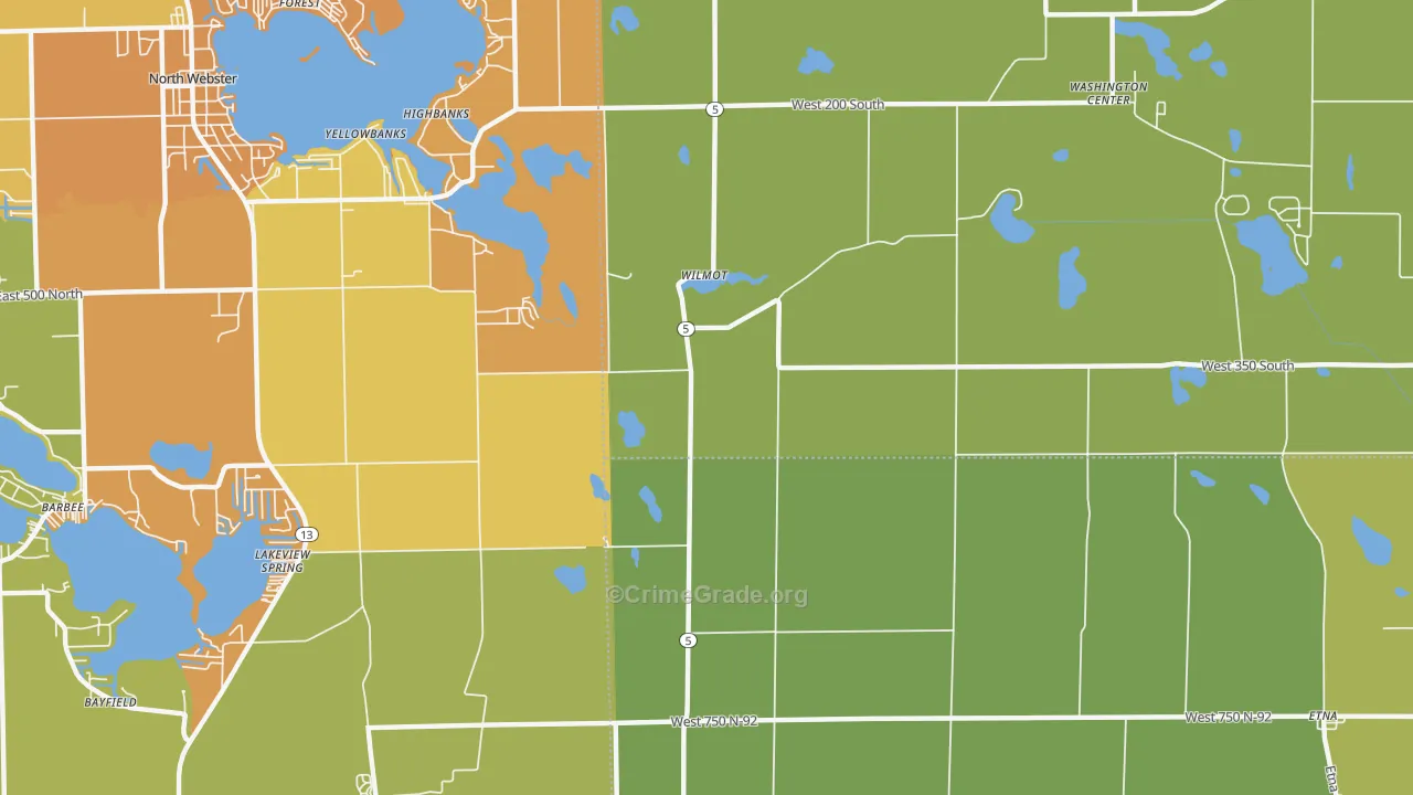 Wilmot, IN Map of Vandalism Rates
