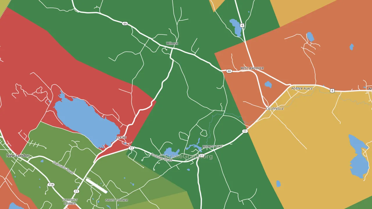 Wilmot, NH Map of Vandalism Rates