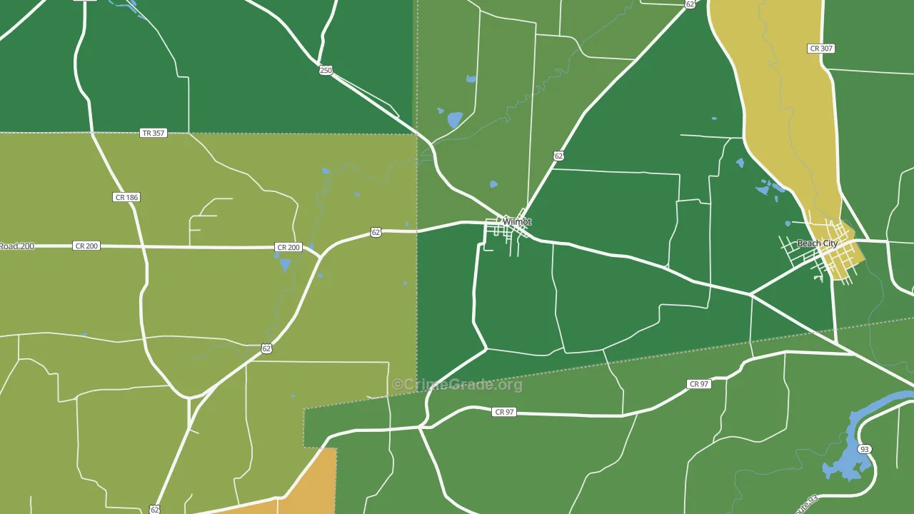 Wilmot, OH Map of Vandalism Rates