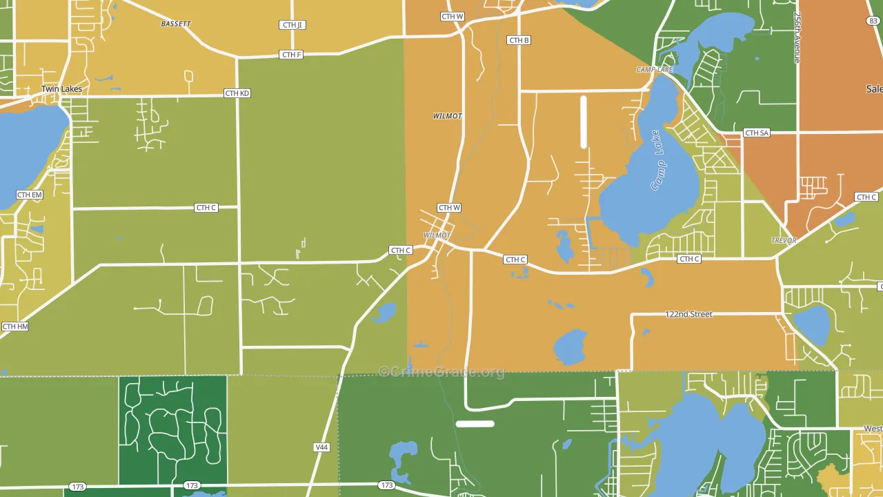 Wilmot, WI Map of Vandalism Rates