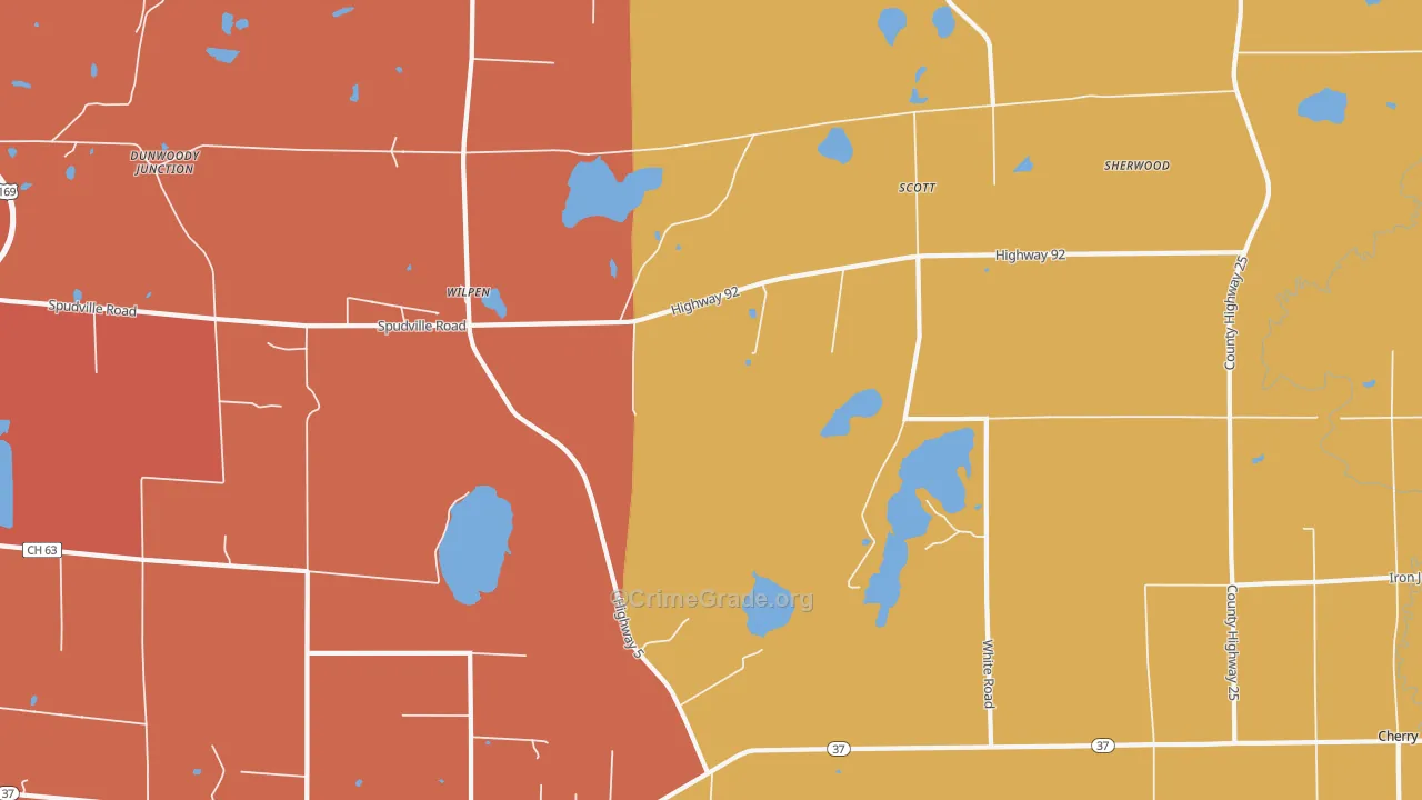 Wilpen, MN Map of Vandalism Rates