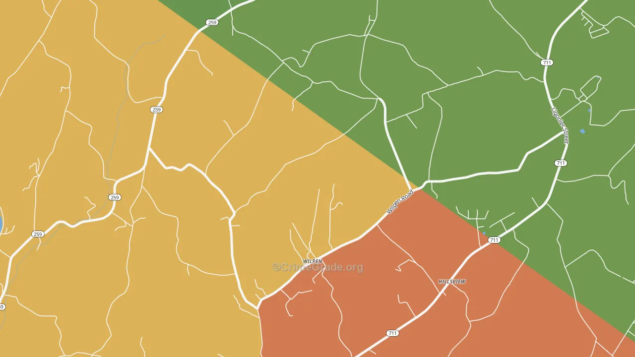 Wilpen, PA Map of Vandalism Rates
