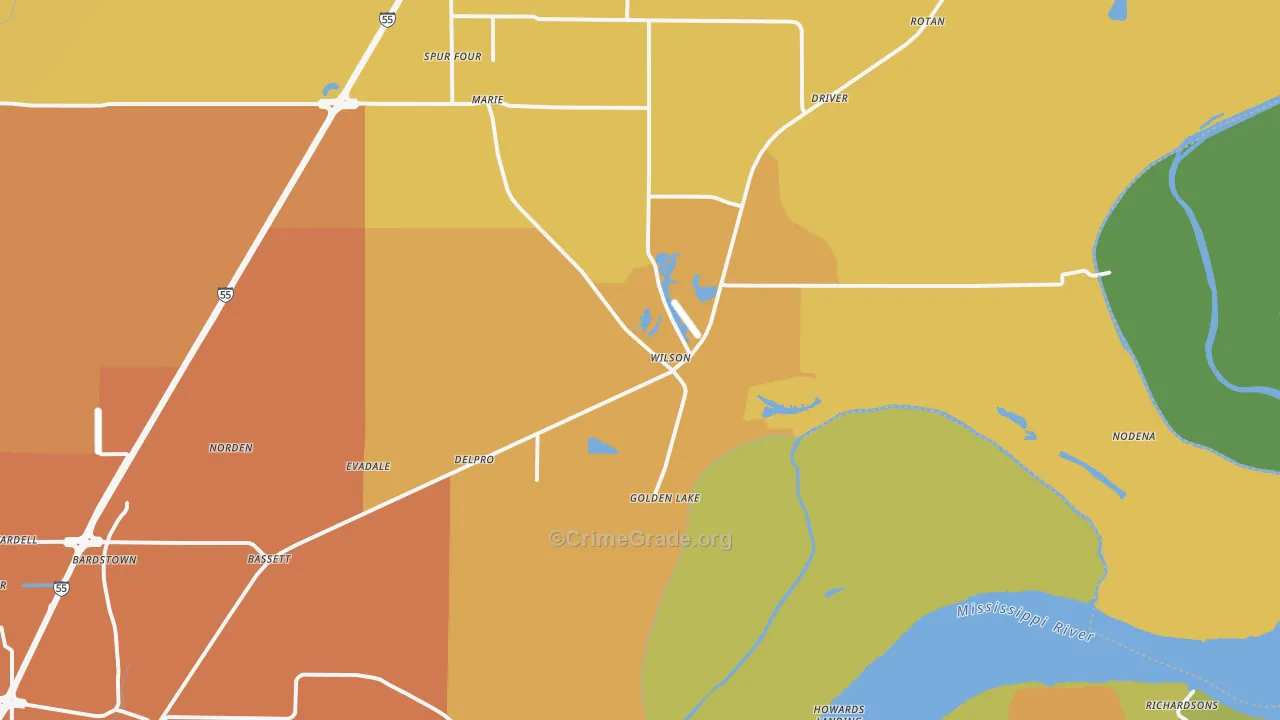 Wilson, AR Map of Vandalism Rates