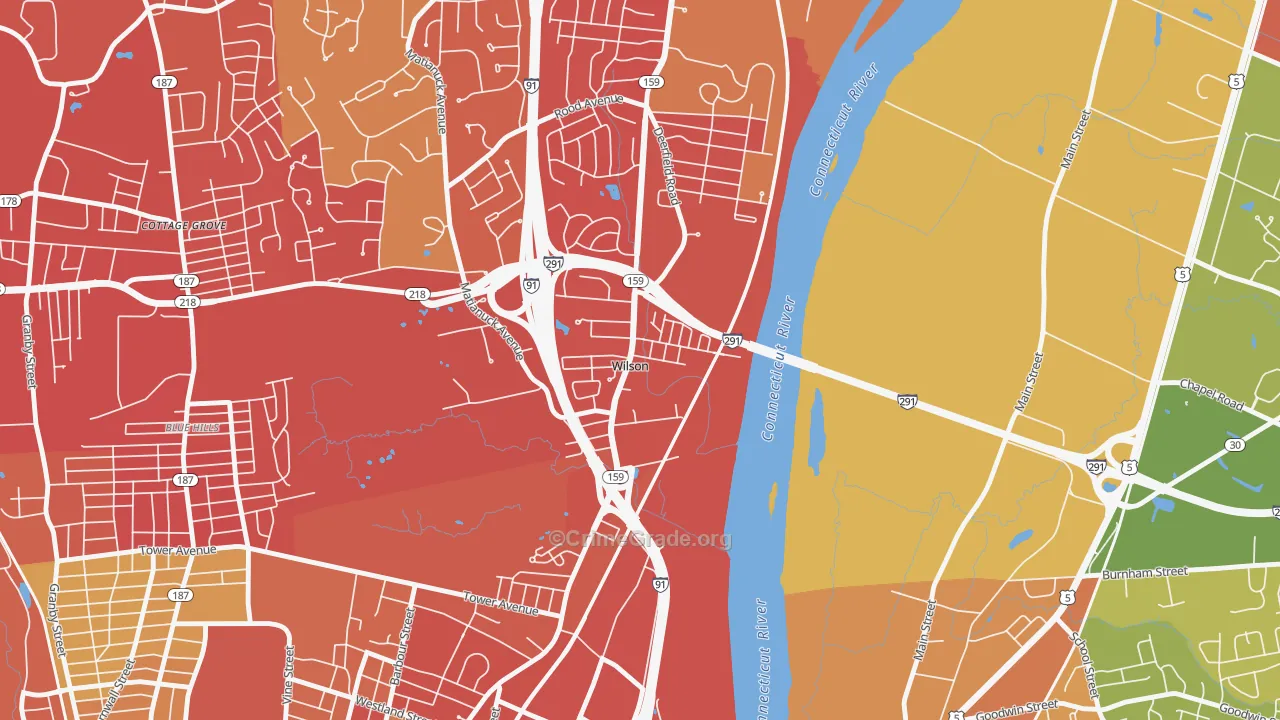Wilson, CT Map of Vandalism Rates
