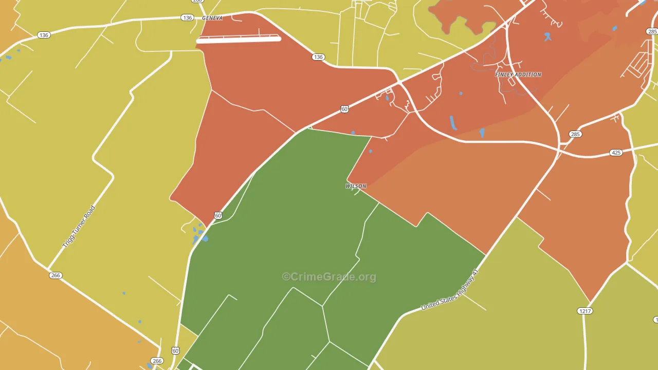 Wilson, KY Map of Vandalism Rates
