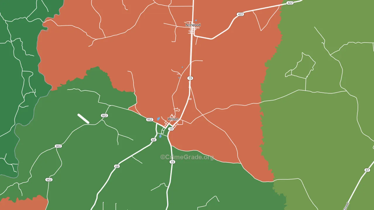 Wilson, LA Map of Vandalism Rates