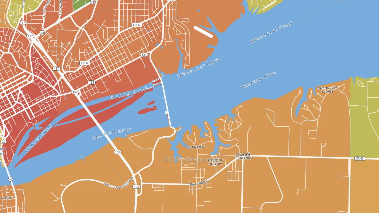 Wilson Lake Shores, AL Map of Vandalism Rates