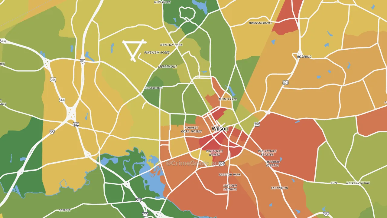 Wilson, NC Map of Vandalism Rates