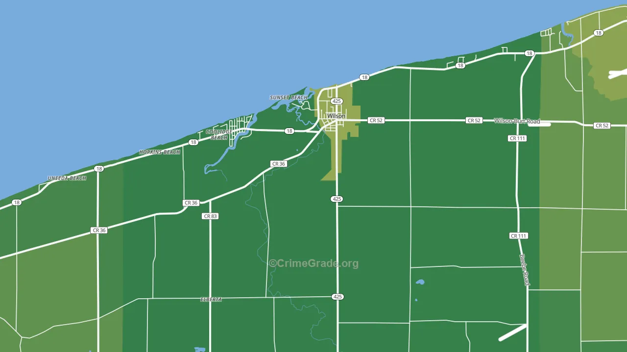 Wilson, NY Map of Vandalism Rates