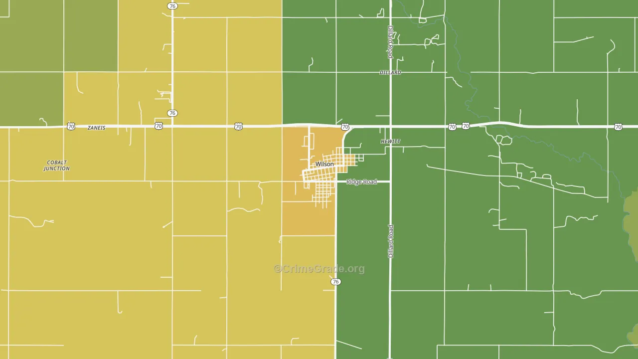 Wilson, OK Map of Vandalism Rates