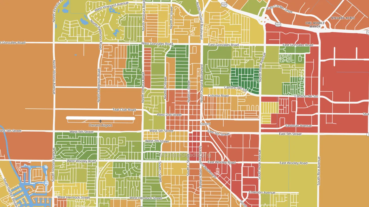 Wilson, Oxnard, CA Map of Vandalism Rates