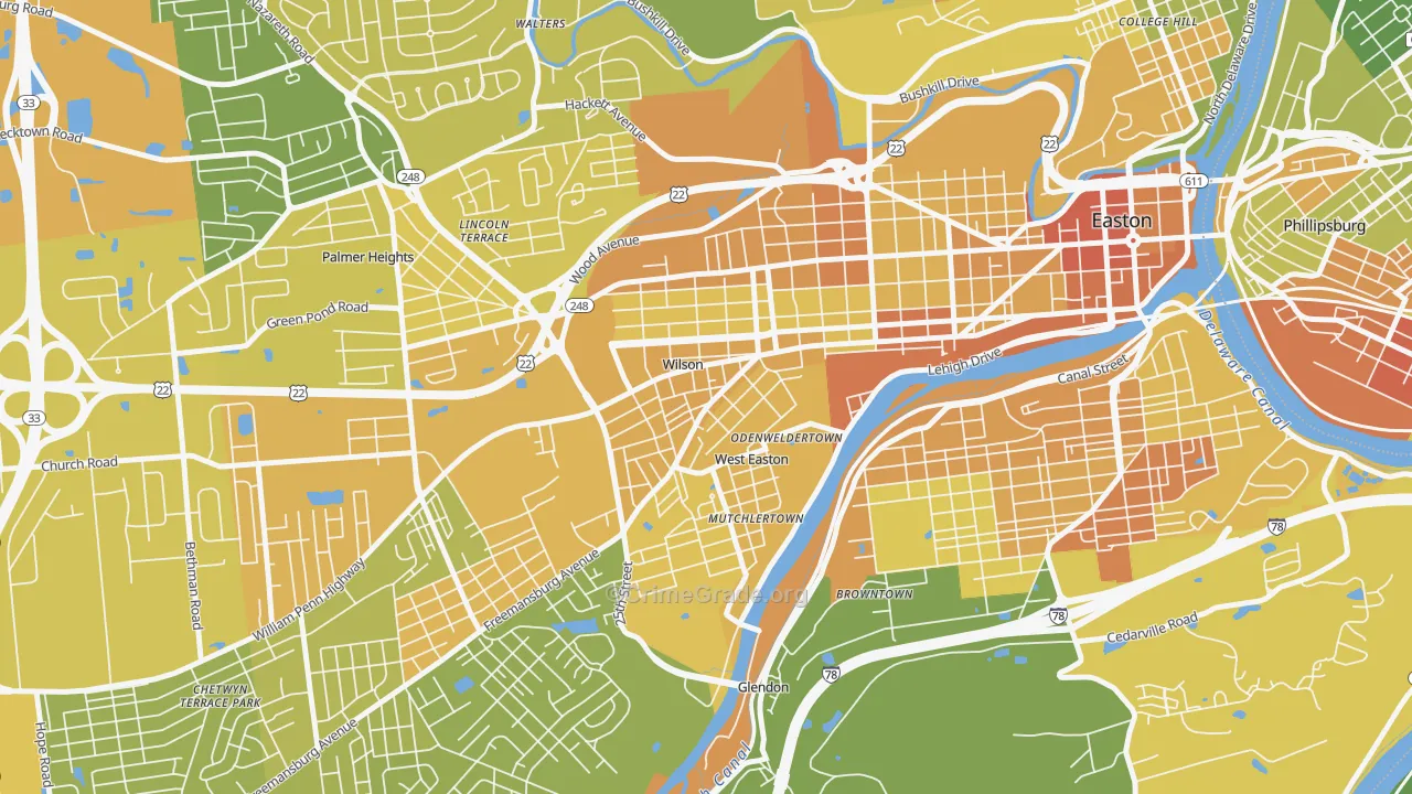 Wilson, PA Map of Vandalism Rates