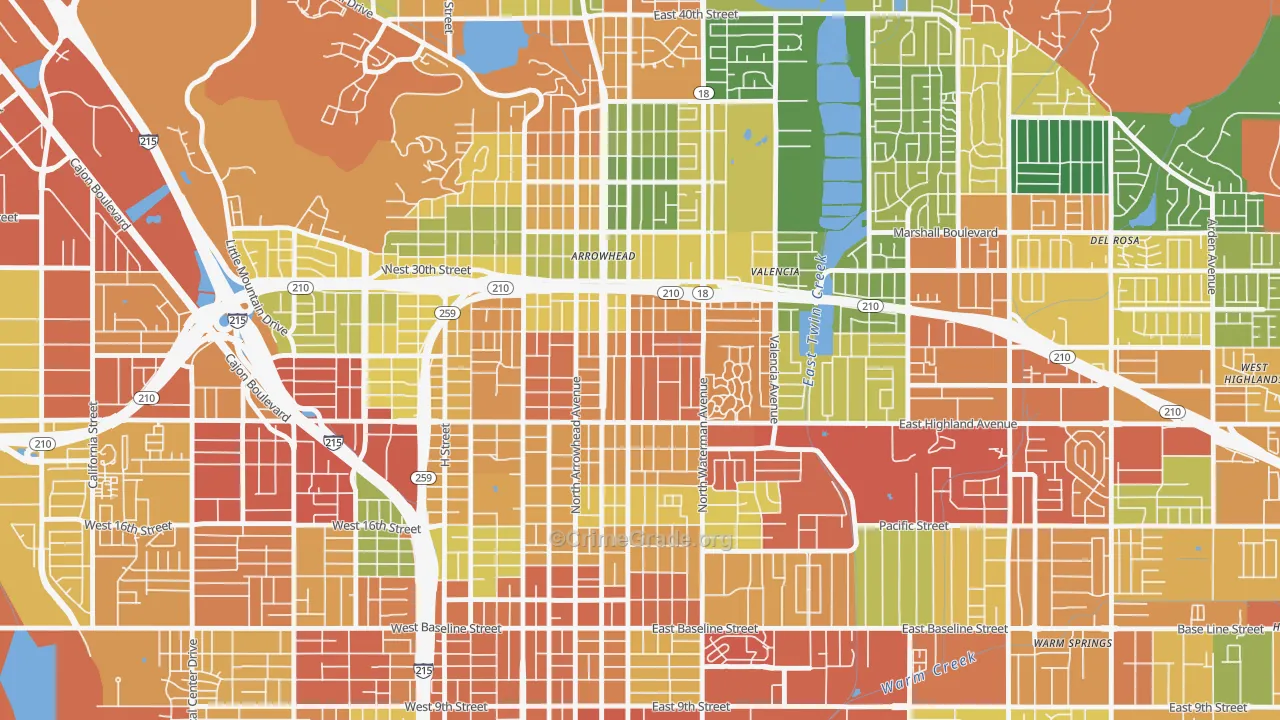 Wilson-Riverside, San Bernardino, CA Map of Vandalism Rates
