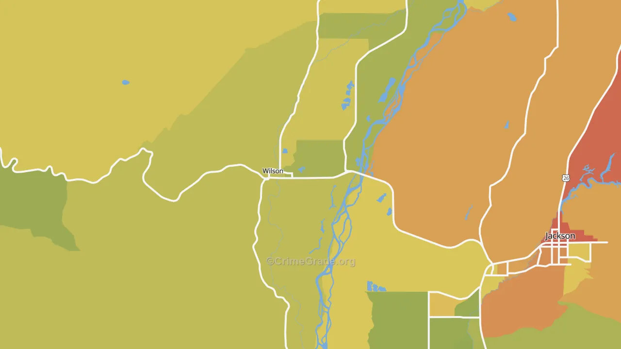 Wilson, WY Map of Vandalism Rates