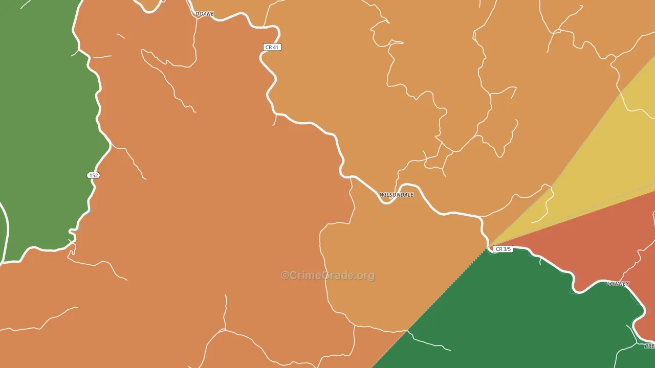 Wilsondale, WV Map of Vandalism Rates