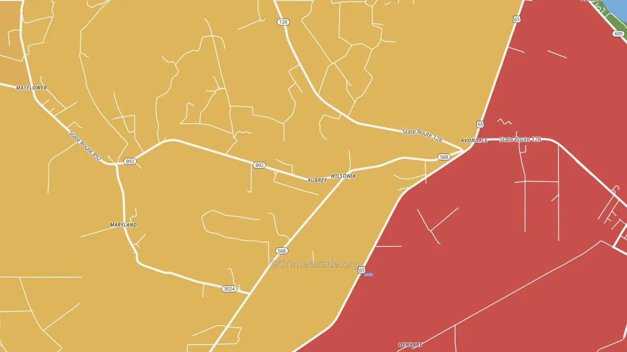 Wilsonia, LA Map of Vandalism Rates