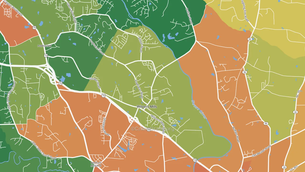 Wilsons Mills, NC Map of Vandalism Rates