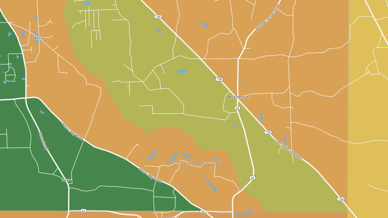 Wilsonville, GA Map of Vandalism Rates
