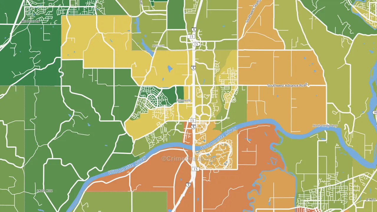 Wilsonville, OR Map of Vandalism Rates