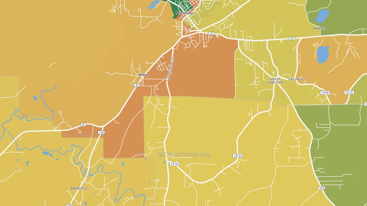 Wilton, AL Map of Vandalism Rates