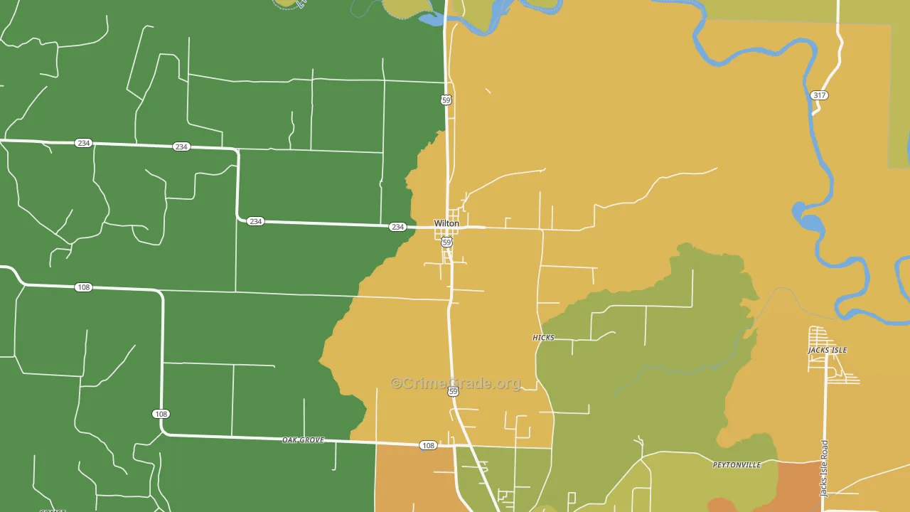 Wilton, AR Map of Vandalism Rates