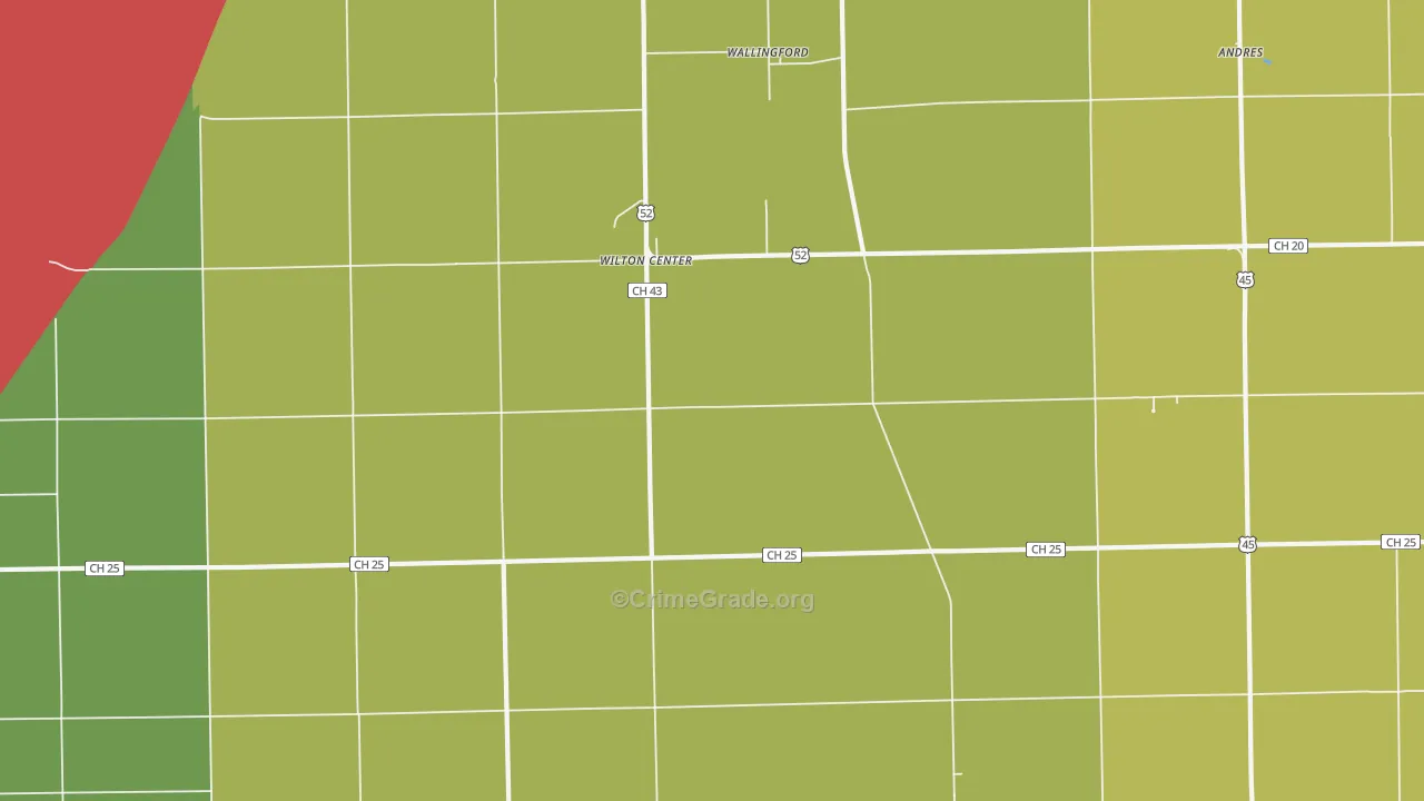 Wilton Center, IL Map of Vandalism Rates