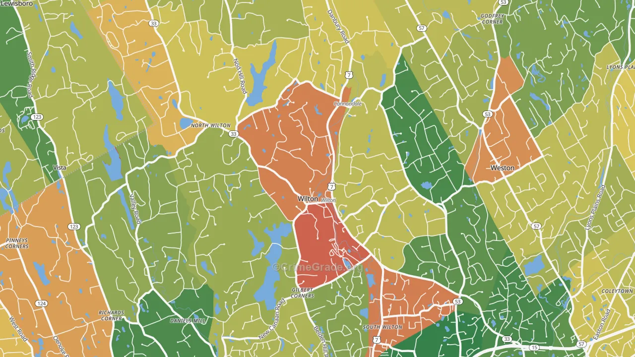 Wilton, CT Map of Vandalism Rates
