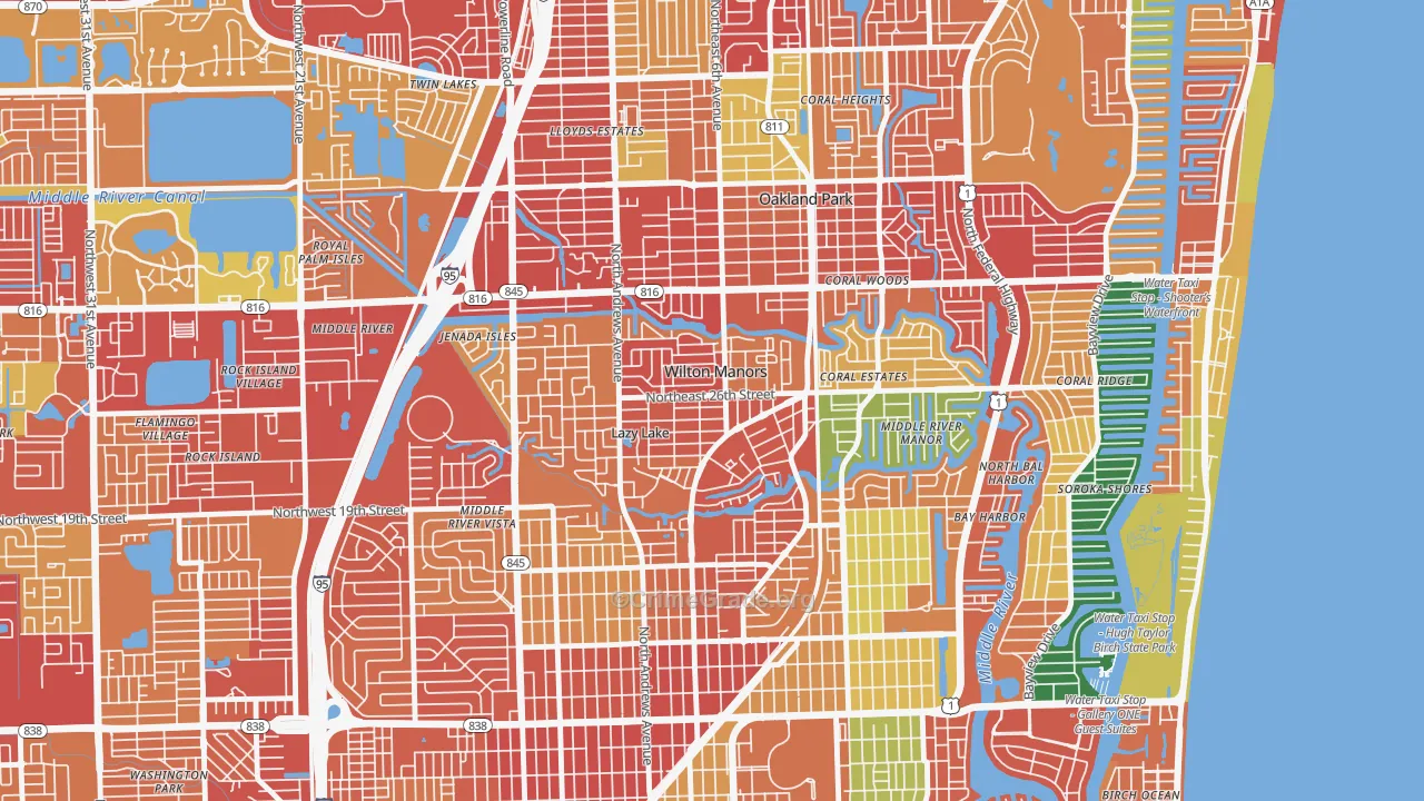 Wilton Manors, FL Map of Vandalism Rates