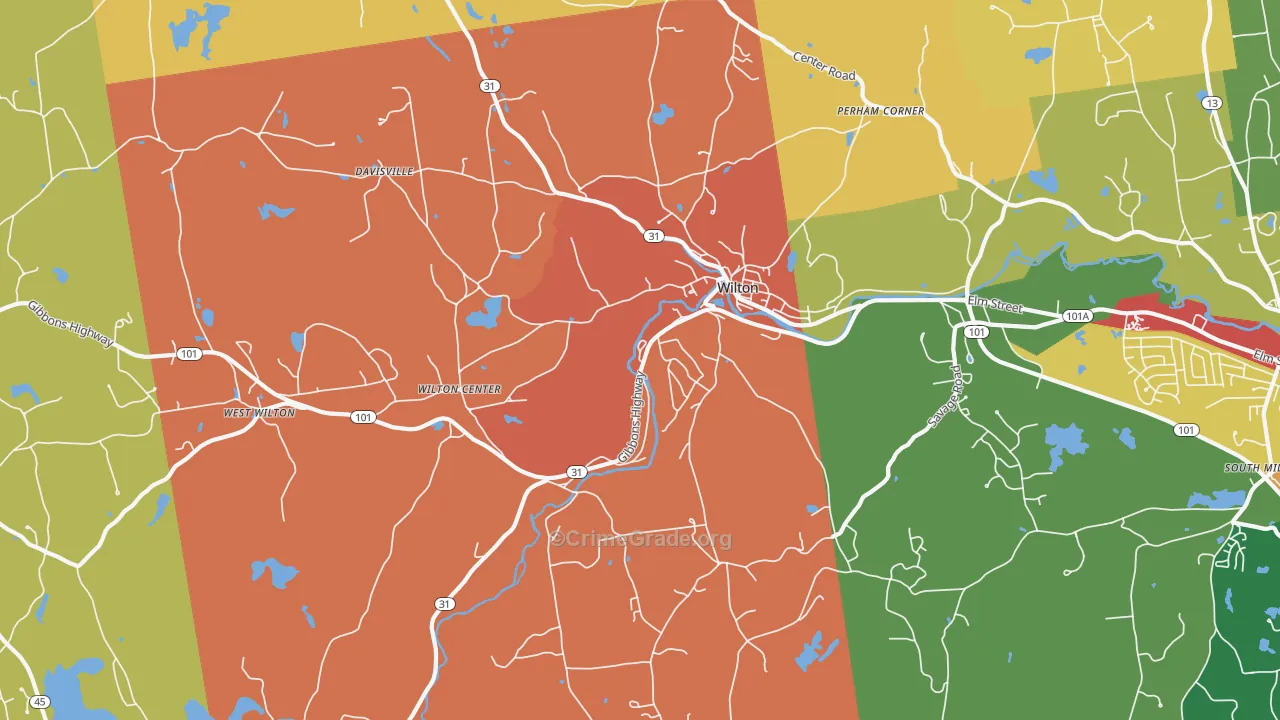 Wilton, NH Map of Vandalism Rates