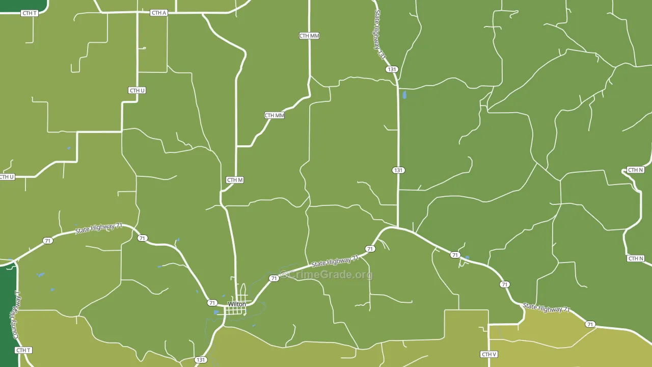 Wilton, WI Map of Vandalism Rates