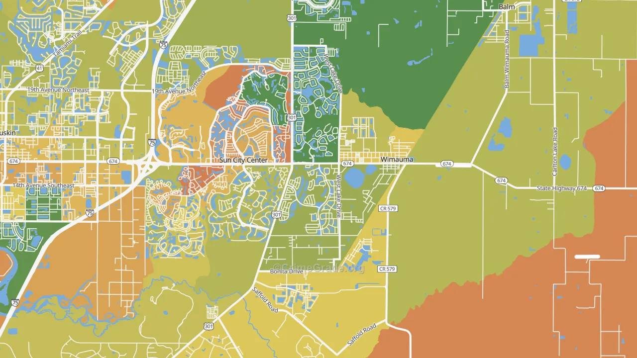 Wimauma, FL Map of Vandalism Rates