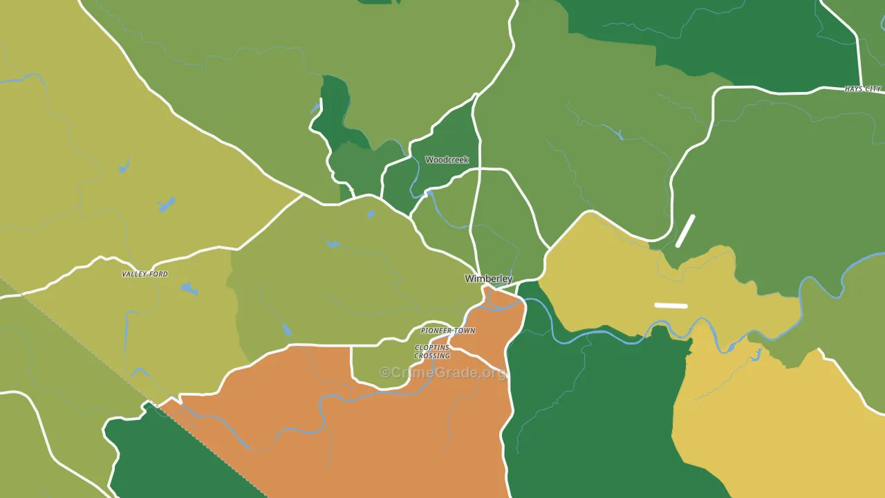 Wimberley, TX Map of Vandalism Rates