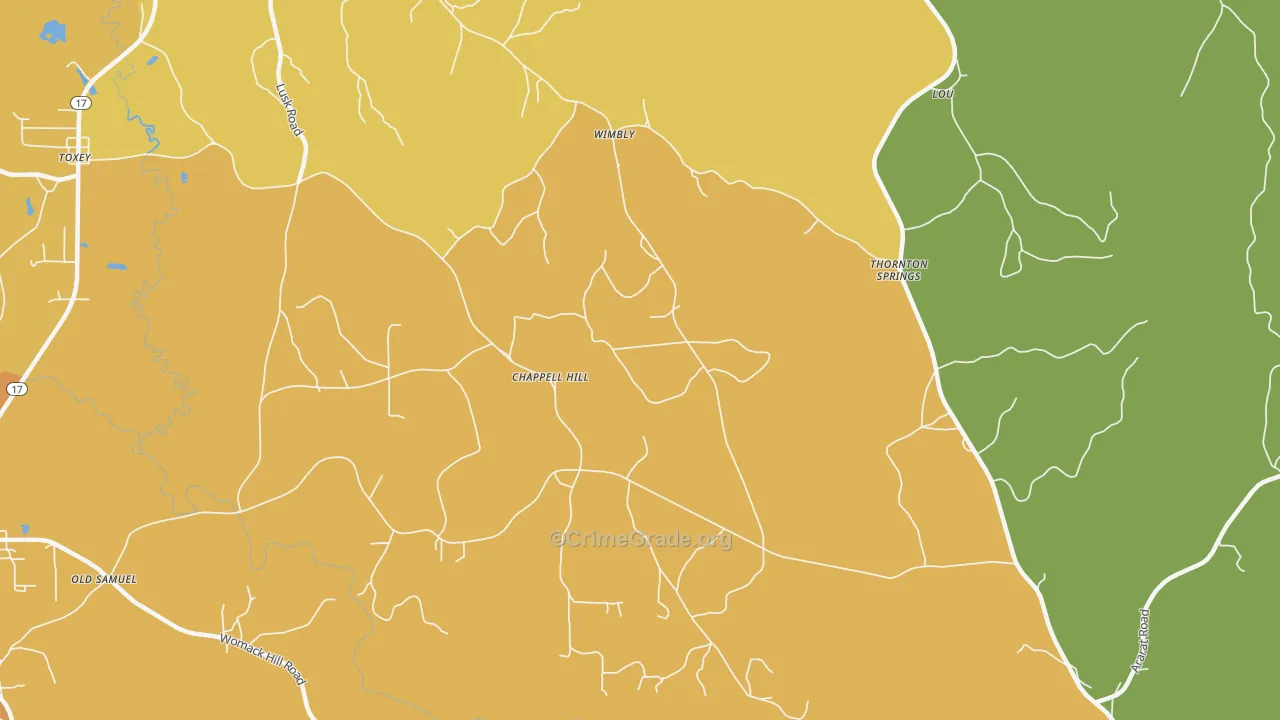 Wimberly, AL Map of Vandalism Rates